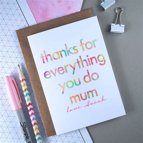 thanks for everything mum mother s day card by rich little things