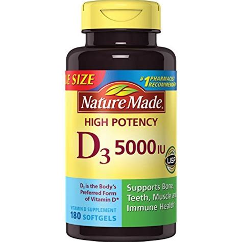 Nature Made Extra Strength Vitamin D3 5000 Iu 125 Mcg Softgels 180