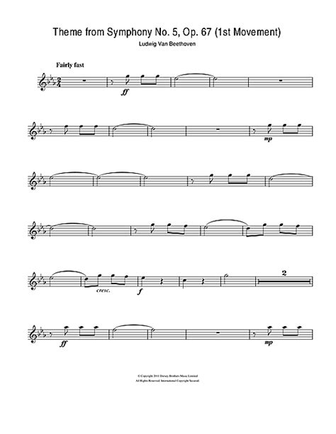 Partition Flûte Theme From Symphony No 5 Op 67 1st Movement De
