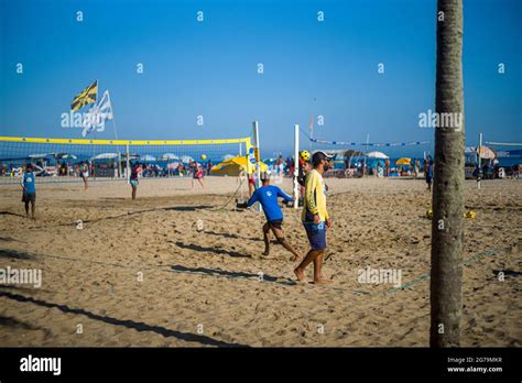 Playing Volleyball On The Beach Copacabana Beach Rio De Janeiro Hi Res
