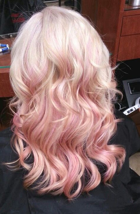 Blonde With Pink Highlights Hair Love Pinterest My