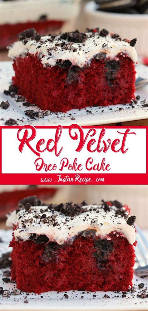 While cake is still warm, poke holes in the cake with the end of a wooden spoon. Red Velvet Oreo Poke Cake | Oreo poke cakes, Red velvet ...