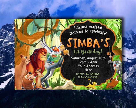 Lion King Invitation Lion King Birthday Party Timon Pumba Simba