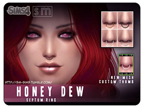 Honey Dew Septum Ring Piercing For Sims 4