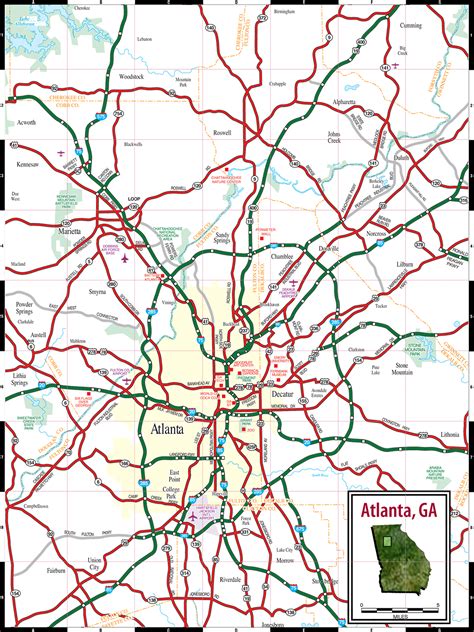 Free And Printable Atlanta Road And Highway Maps