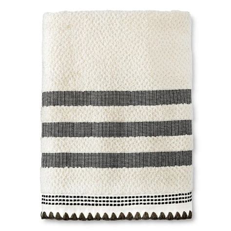 The stripe is wider than the other striped loom designs; Naughty Feet White Bath Towel