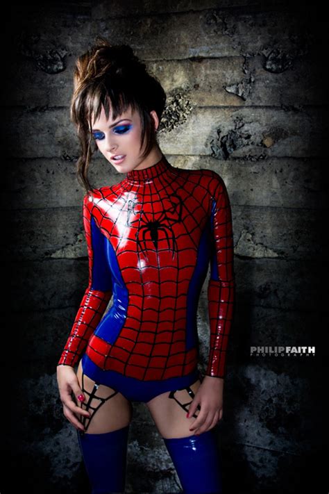 Spider Girl Black Cat And Venom Latex Cosplay