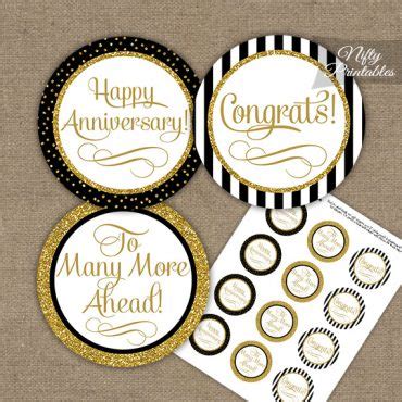 Decorate the cupcakes at your birthday party with these pretty cupcake toppers. Printable 50th Anniversary Cupcake Toppers - Black Gold