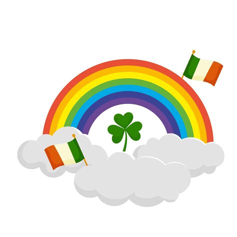 Rainbow Flag Of Ireland Shamrock Vector Illustration Stpatricks Day