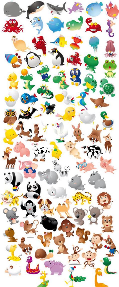 Animal Icon Set Funny Cartoon Graphics