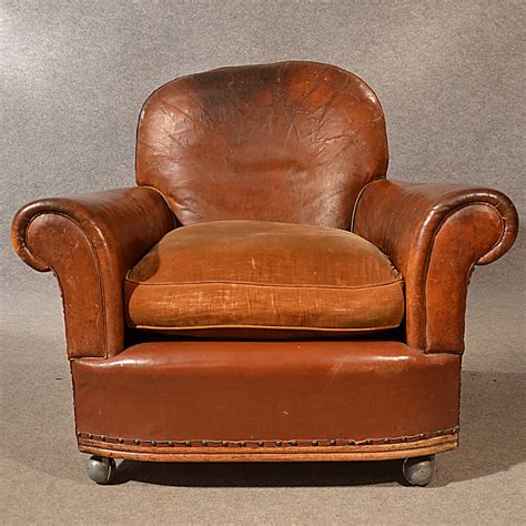 Skip to the end of the images gallery. Antique Leather Armchair Vintage Club Easy Chair V ...