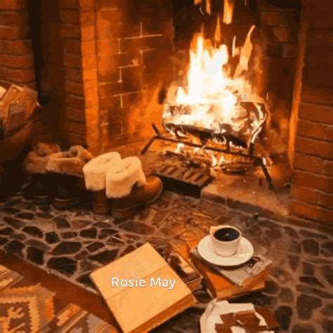 Good Morning Coffee Fireplace GIF Good Morning Coffee Fireplace