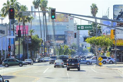Los Angeles City Roads Highland Ave Editorial Photo Image Of Sunrise
