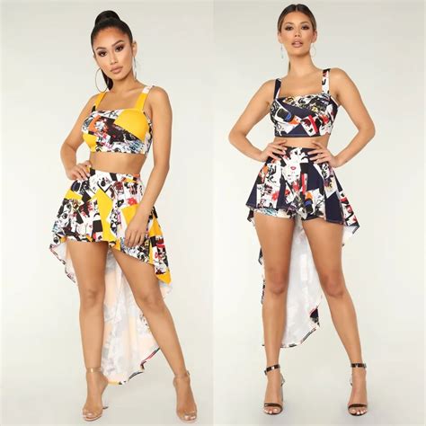 Matching Sets Sexy Two Piece Set Top And Skirt Summer Beach Printing 2 Piece Set Women