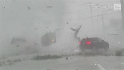 Cars Flipped Over Tornado Damages Florida Towns Videos From The
