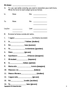 Italian Basic Are Present Tense Practice By Practical Steps TpT