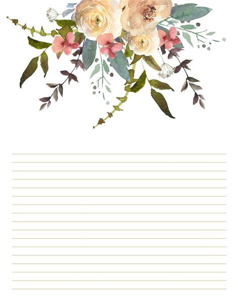 Printable Lined Paper Free Printable Stationery Floral Printables