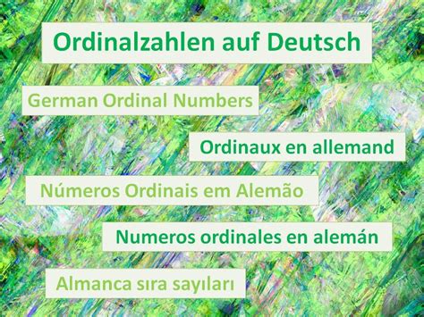 Ordinalzahlen Auf Deutsch German Ordinal Numbers Ordinaux En Allemand
