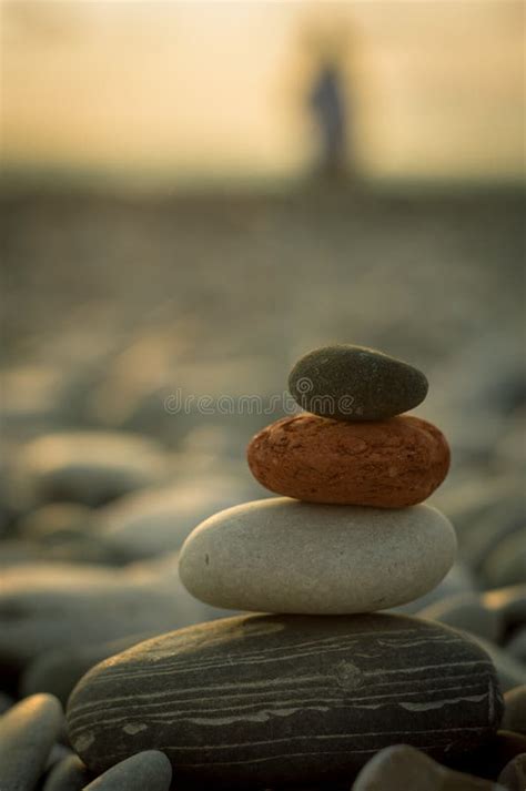 Stack Of Zen Stones On Pebble Beach Stock Photo Image Of Health