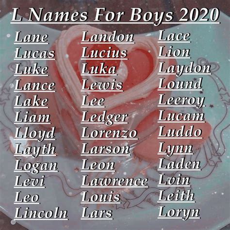 L Names For Boys 2020 L Names For Boys Fantasy Names Boy Names