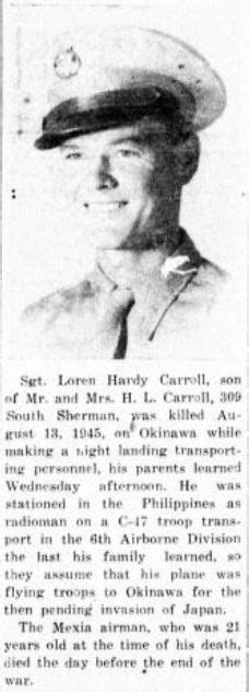 Sgt Loren Hardy Carroll 1924 1945 Find A Grave Memorial