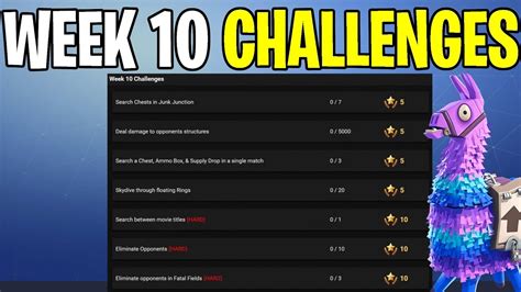 New Leaked Week 10 Challenges For Fortnite Battle Royale Youtube