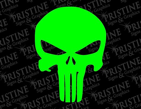 Punisher Skull Vinyl Decal 5 Lime Green Automotive
