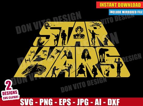 ⭐ Star Wars Logo with Movie Characters SVG Cut File for ...