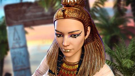 Regina Egiziana Cleopatra Pharaoh Temple Illustrazione Di Stock Illustrazione Di Alloggiamento