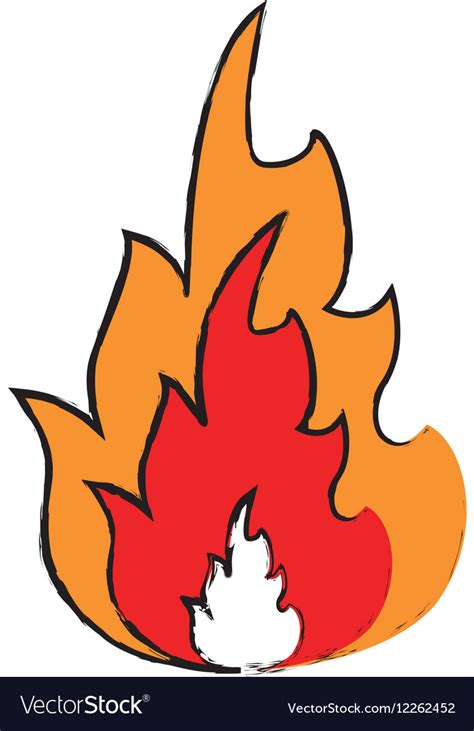 Drawing Hot Flame Spurts Fire Design Royalty Free Vector