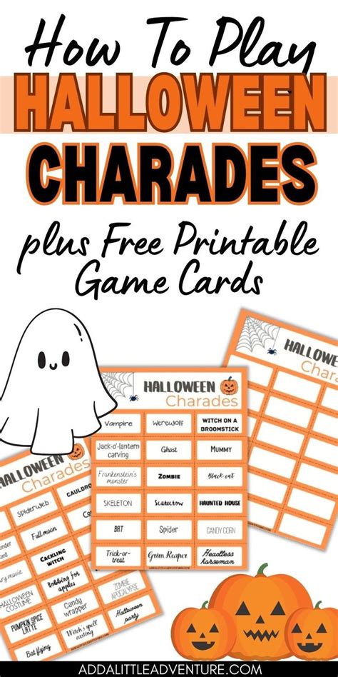 Spooky Charades Halloween Game For All Ages Free Printable Cards