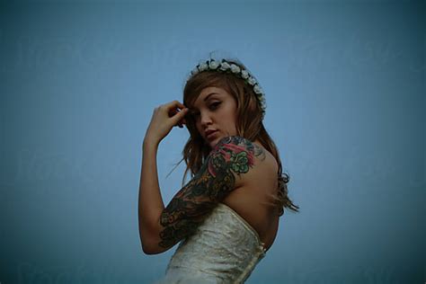 Blonde Girl With Large Tattoo By Dalton Campbell Stocksy United