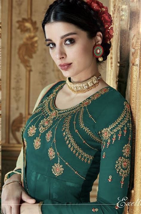 Green Embroidered Abaya Style Anarkali Suit Salwar Kameez Designer