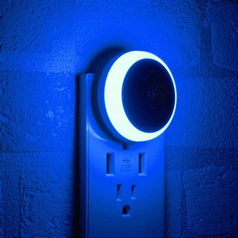 Blue Night Light Plug In Dusk To Dawn Smart Sensor Small Led
