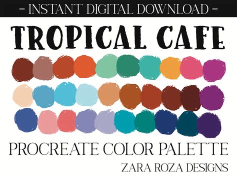 Tropical Cafe Procreate Color Palette Graphic By Zararozadesigns