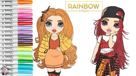 Rainbow High Coloring Book Pages Ruby Anderson And Poppy Rowan Youtube