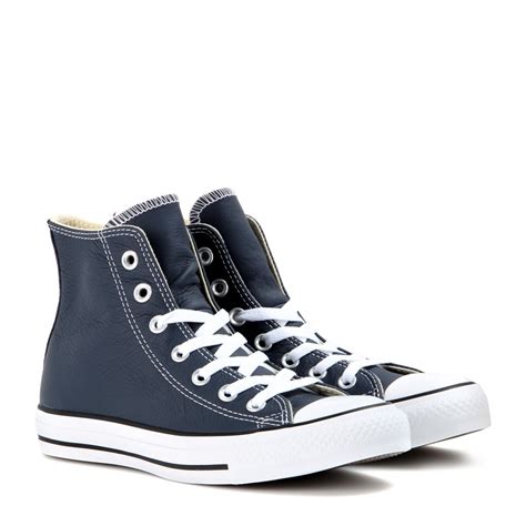 Converse Chuck Taylor All Star Leather High Tops In Blue