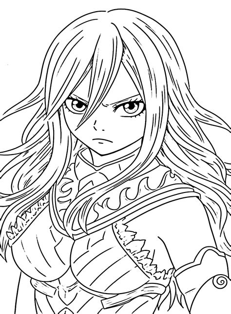 Erza Scarlet Anime Coloring Page Free Printable Coloring Pages