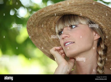 Woman Wearing Hat Stock Photo Alamy