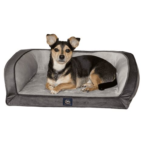 Serta Gel Memory Foam Quilted Ortho Couch Dog Bed Small Grey