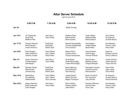 Altar Server Schedule St Joan Of Arc Catholic Church