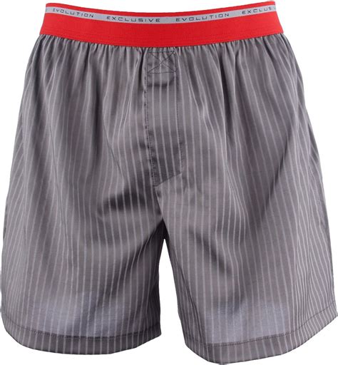 Mens Loose Fit Boxer Shorts Elastic Waistband Striped Grey