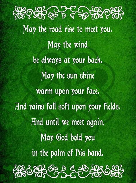 Irish Blessing Prayer May The Road Rise Up Green Celtic Knot 18x24
