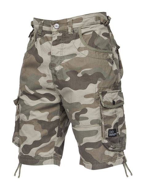 Crosshatch Mens Cargo Shorts Combat Camo Army Long Military Knee Length