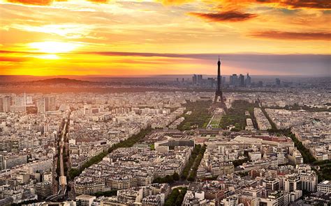 エッフェル塔、 パリ、 フランス、 フランス、 パリ、 都市、 エッフェル塔、 空、 雲、 日没、 Hdデスクトップの壁紙