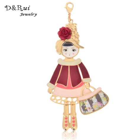 D And Rui Jewelry Statement Flower Doll Necklace Enamel Doll Pendant 2016