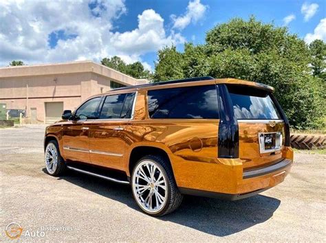 Custom Cadillac Escalade Wrapped In Gold Chrome Auto Discoveries