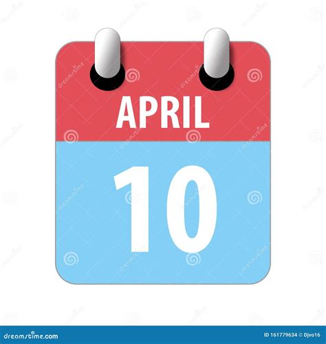 April 10th Day 10 Of Monthsimple Calendar Icon On White Background