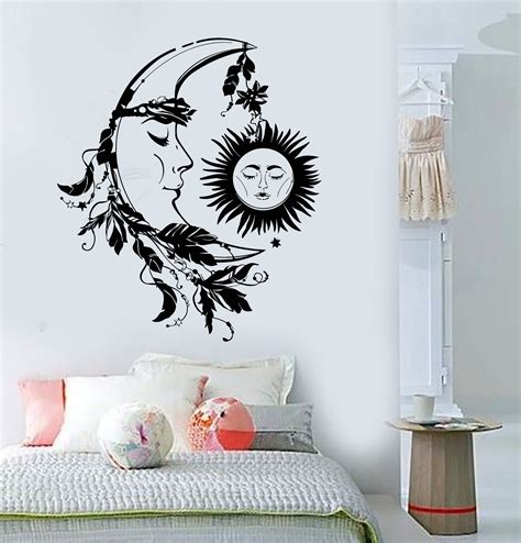 Vinyl Wall Decal Sun Moon Night Dream Bedroom Design Feather Stickers 807ig Wall Decals For