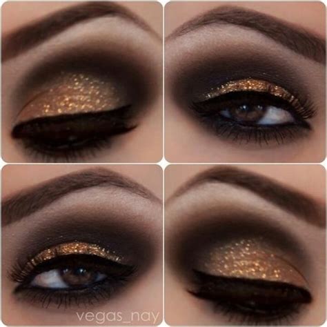 Gold Glitter And Black Smokey Eye Fierce Chic Makeup ♡ Pinterest